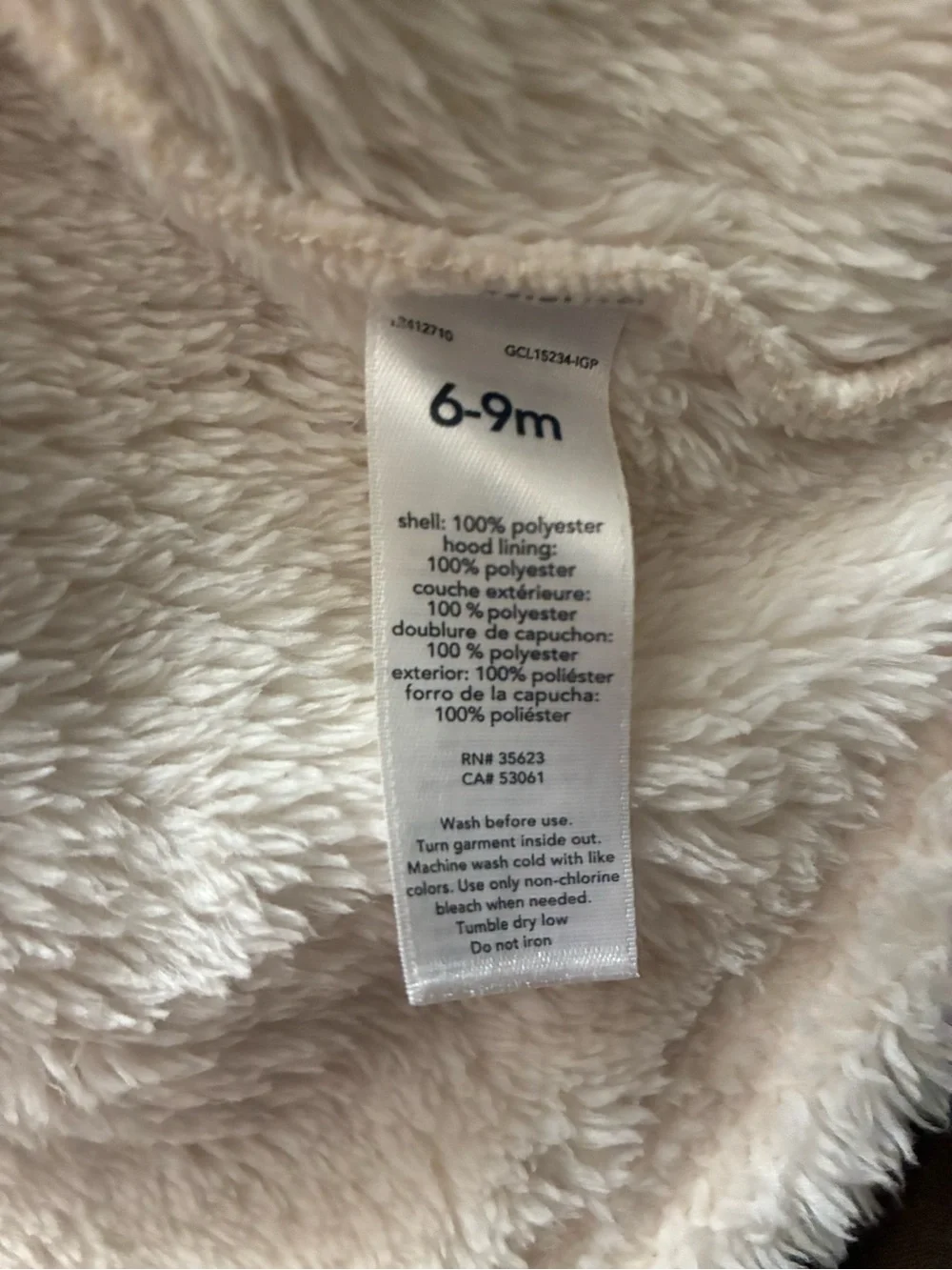 Carter's Plush Hooded Jacket 6-9 mo